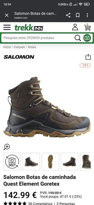 Botas Salomon Quest Element gore-tex NOVAS