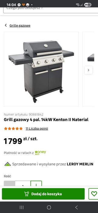 Duży Gril Gazowy NATERIAL 4 PALNIKI Jak Nowy!