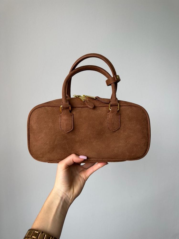 Torebka Miu Miu arcadie suede textile brown