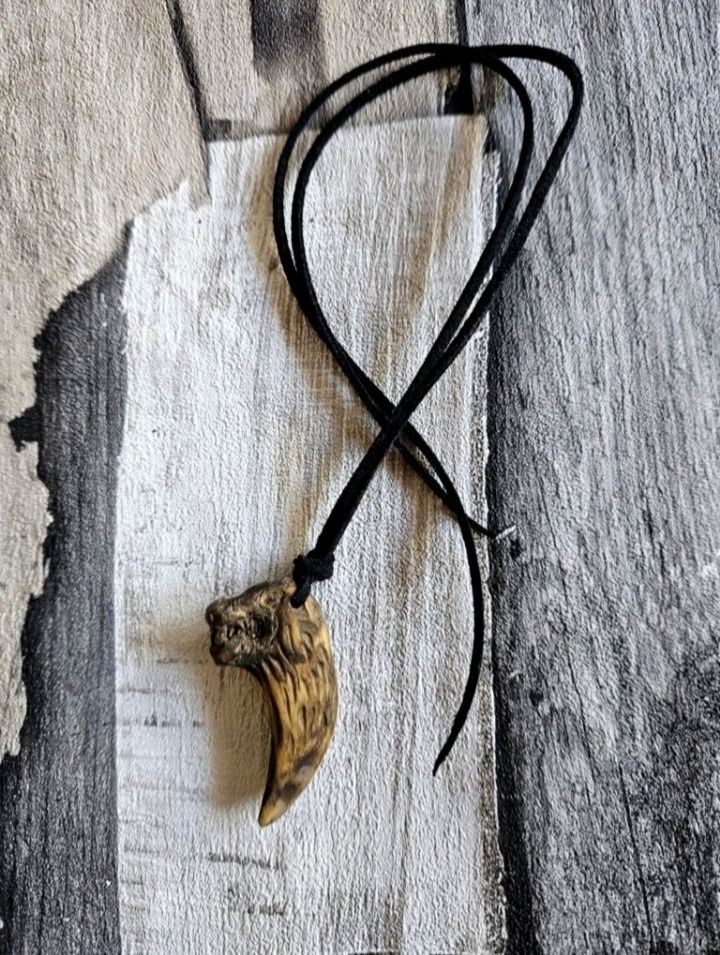 Duży wisior skandynawski wilk Fenrir kieł wikingów amulet talizman XL
