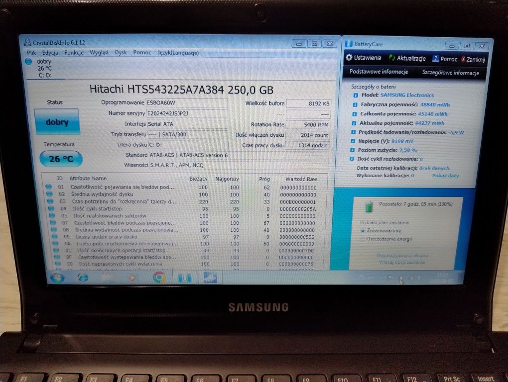 Netbook Samsung NC-110 Atom N455 2x1.66 GHz DDR3 2Gb/Dysk 250Gb/BT