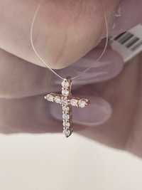 Золотой крестик с бриллиантами золотий хрестик діамантами