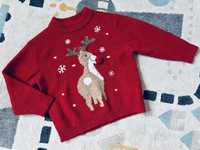 Sweter sweterek Zara 98 święta Mikołaj renifer świąteczny