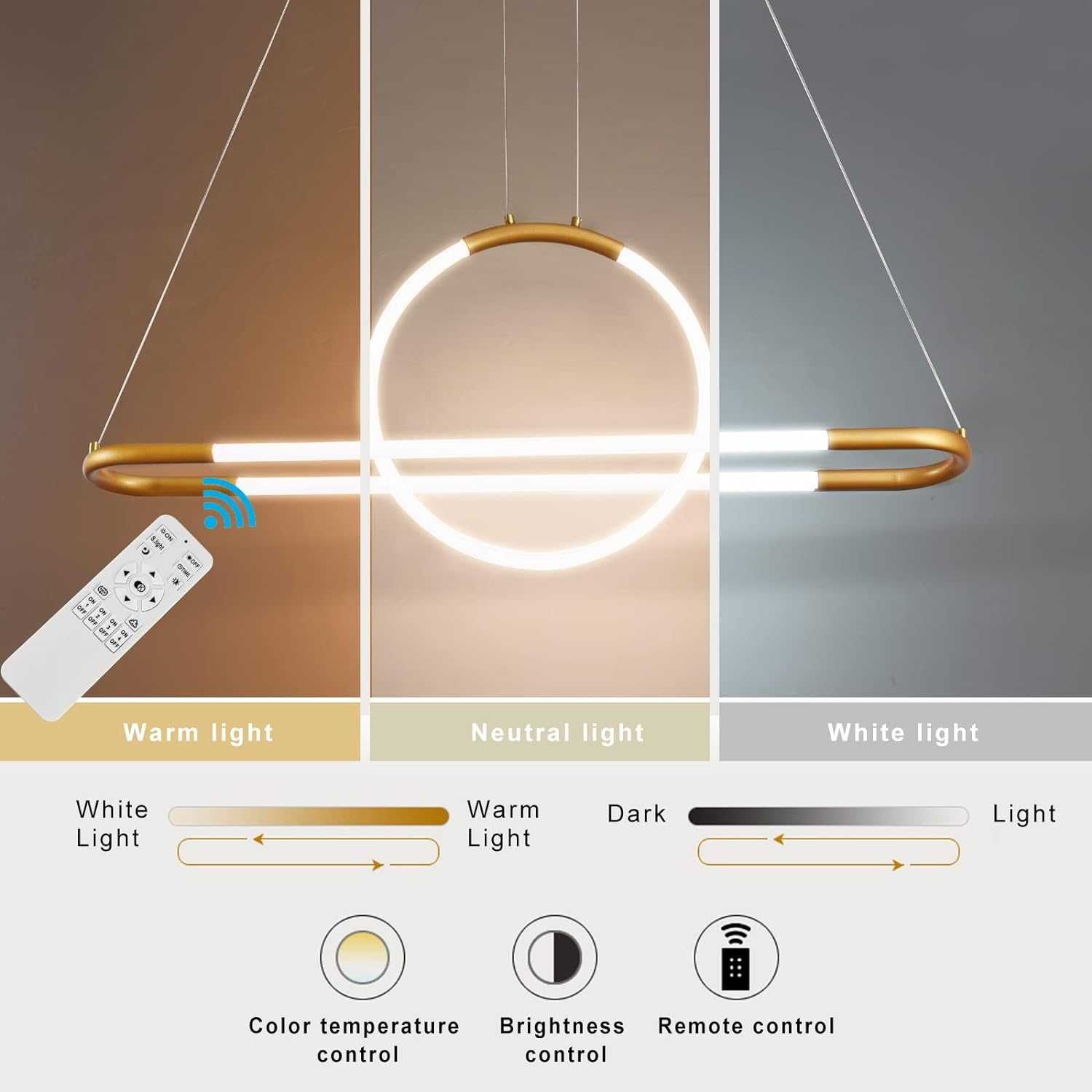 Lampa sufitowa wisząca LED ZELAMPARA - 3000 - 6000K 46W z pilotem