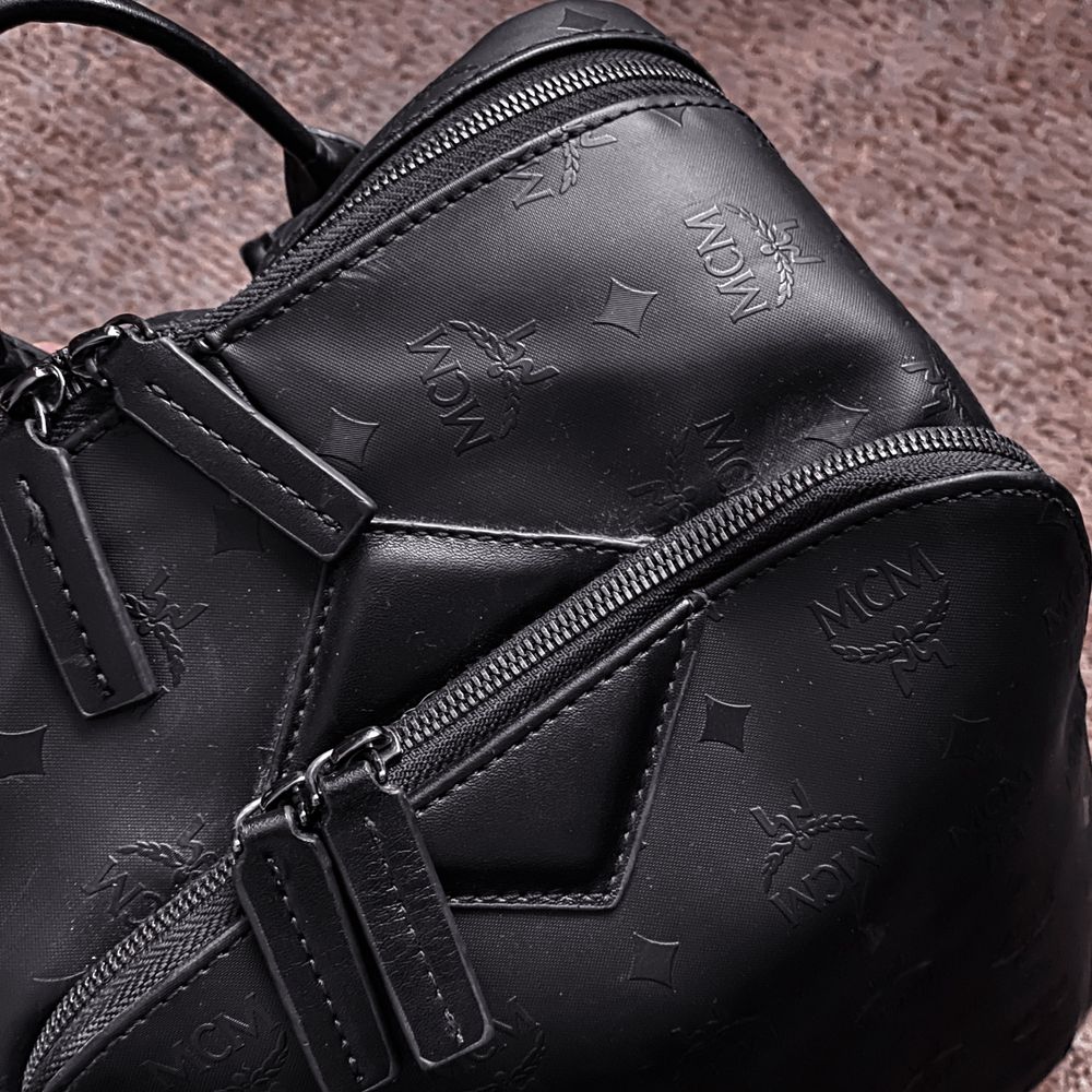 Брендовый Рюкзак мсм фирменый кожа black MCM