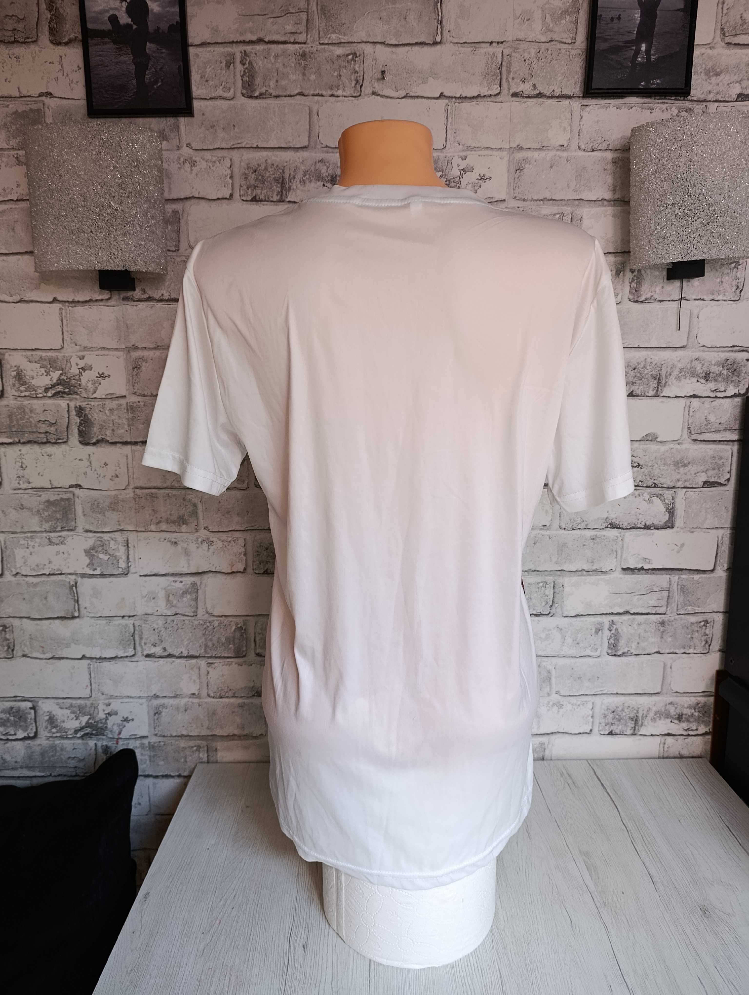 M t-shirt biały koszulka krótki rękaw bluzka BC Border Collie z psem