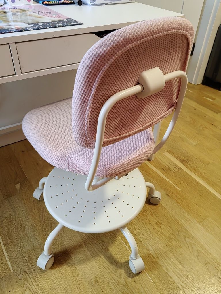 Vimund fotel krzesło obrotowe do biurka regulowane różowe dla dziecka