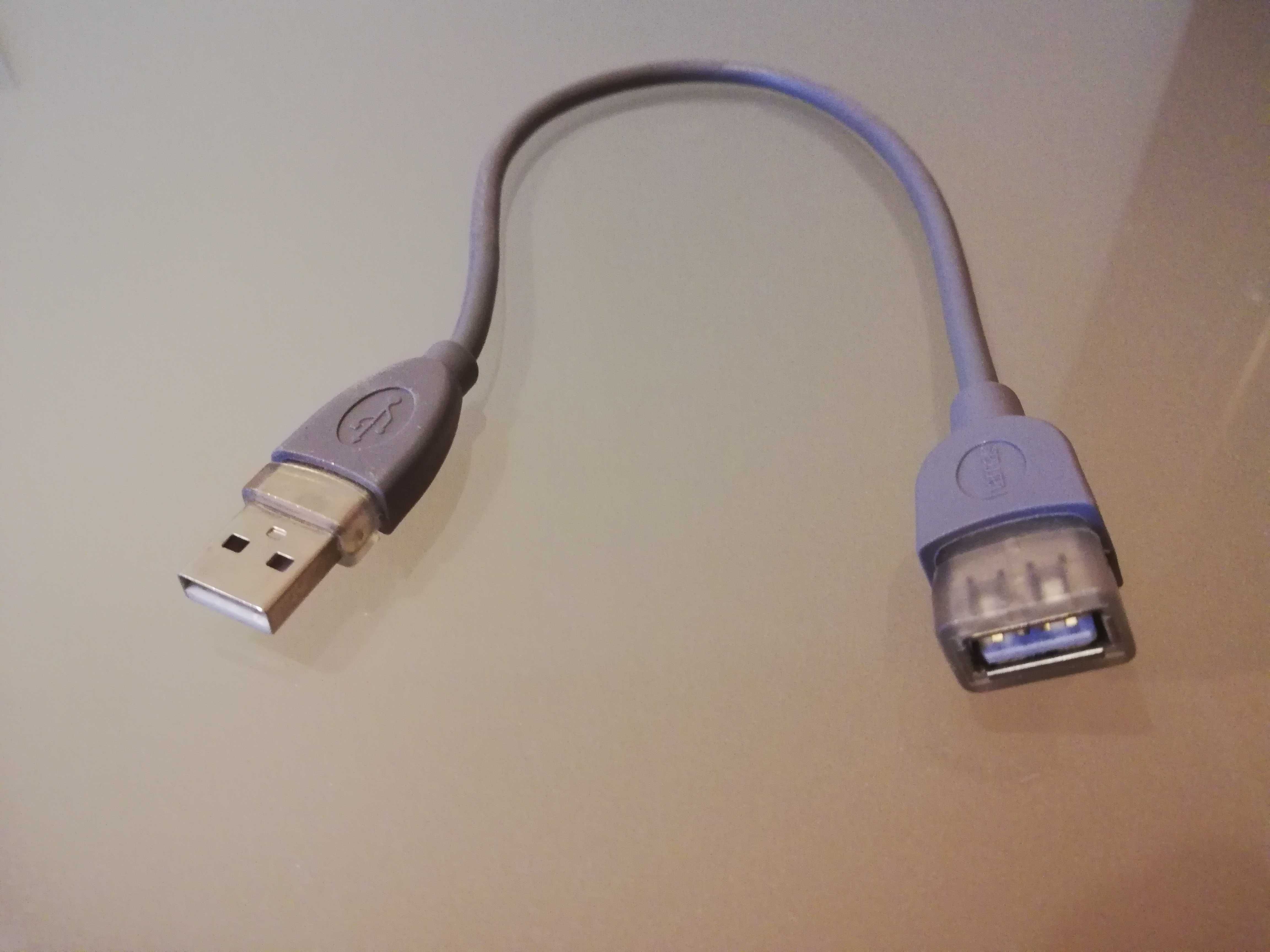 Przedłużacz USB 2.0 wtyk męski i żeński - dł. 35 cm