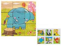 Układanka drewniana 6w1 Klocki puzzle drewniane edukacyjne logiczne