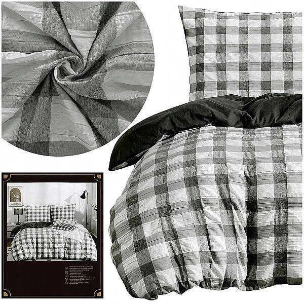 Pościel 200x220/4cz Bawełniana Kora Klasyczna Kratka Komplet Arturo