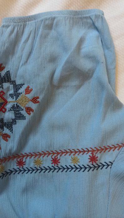 Boho styl damska bluzka rozmiar 40 jasnoniebieska