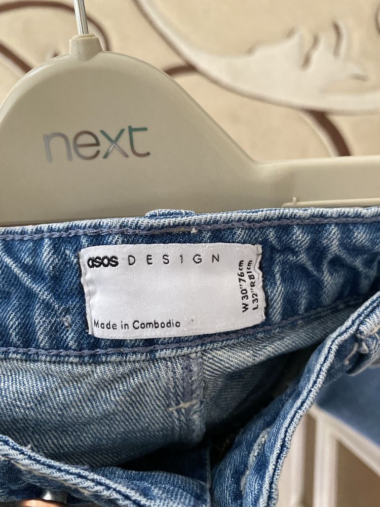 Прямі сині джинси asos, L розмір