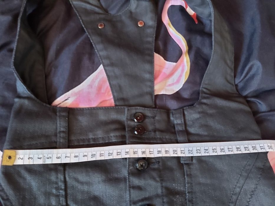 Spódniczka spódnica na szelkach woskowana czarna jeansowa r. 25 XS S