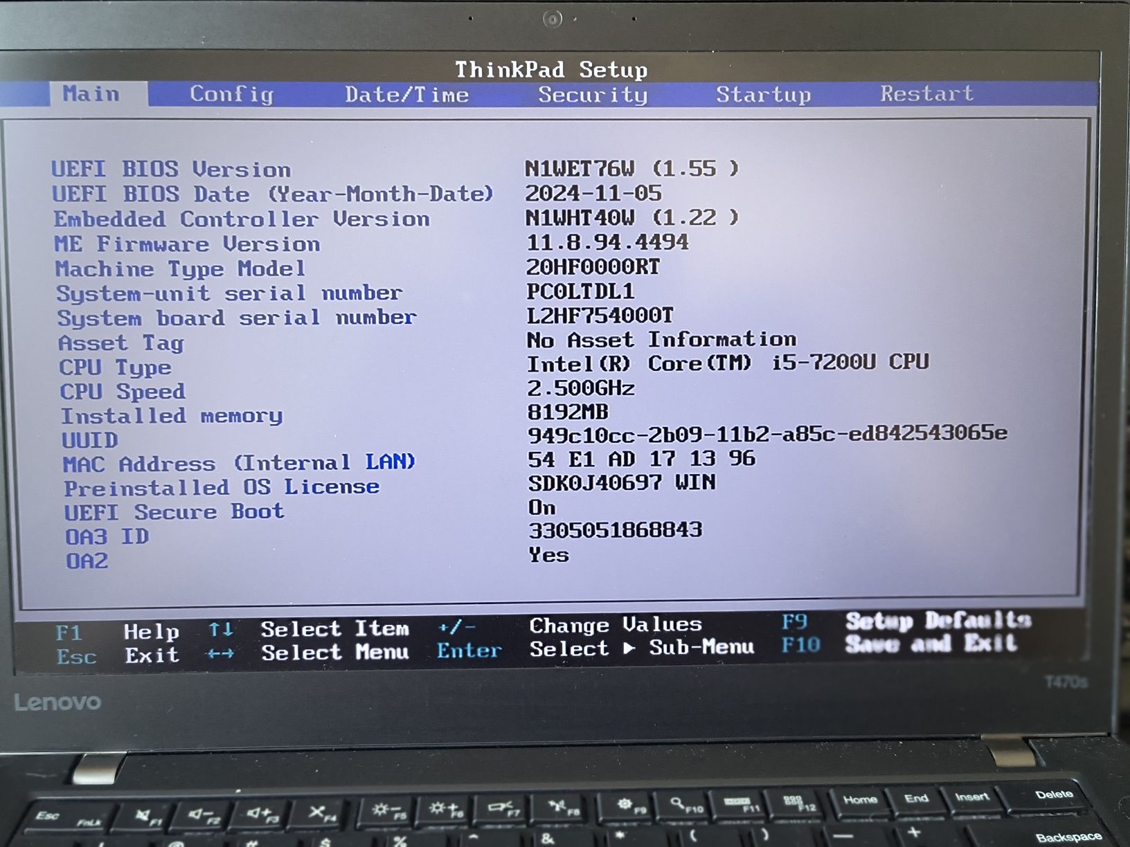 Ноутбук ThinkPad T470s Core i5 7200u,8Gb DDR,256SSD