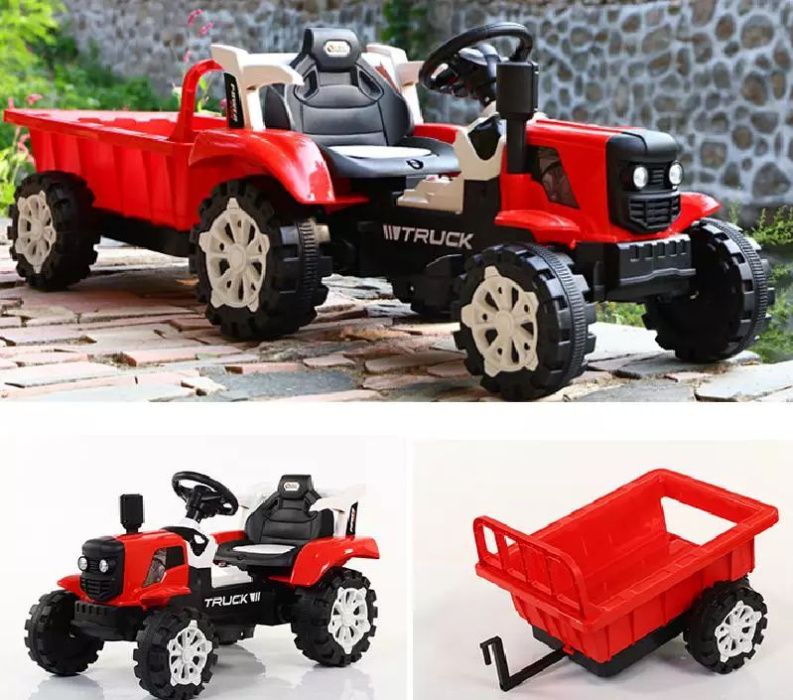 TRAKTOR dla dziecka na akumulator Z PRZYCZEPĄ, Miękkie siedzenie