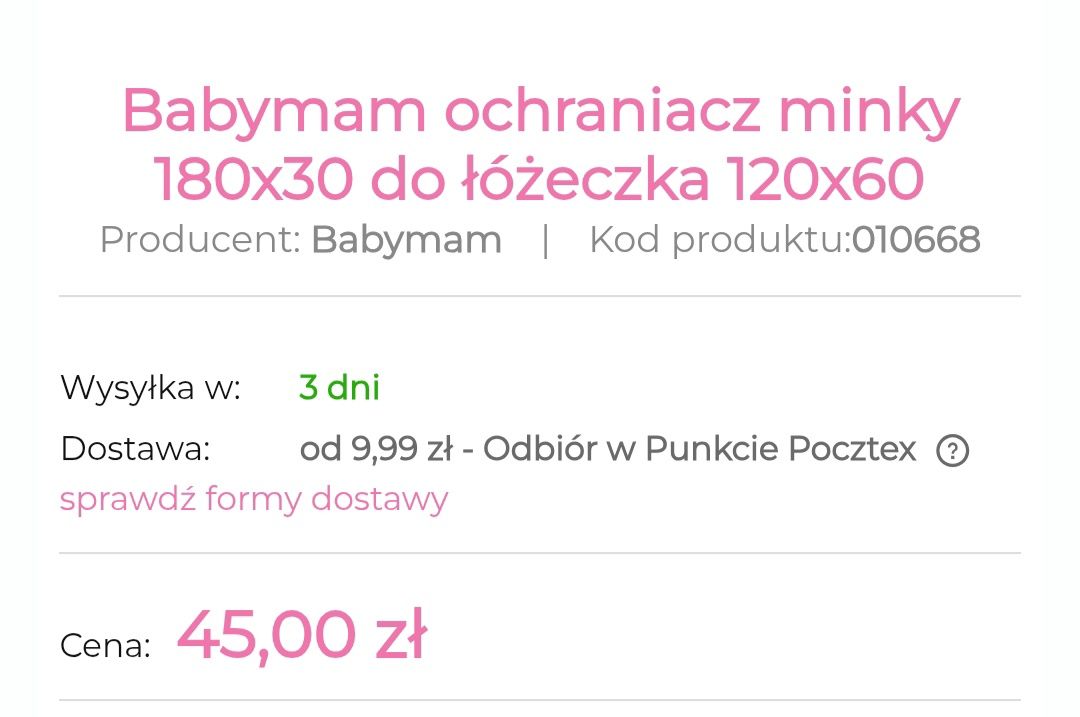 Sprzedam ochraniacz do łóżeczka