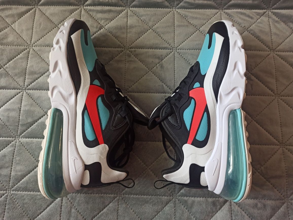 Nowe Nike Air Max 270 React Black / Chile Red / Bleached Aqua ROZ. 40