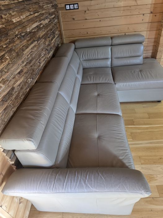 Narożnik skóra naturalna regulowane zagłówki