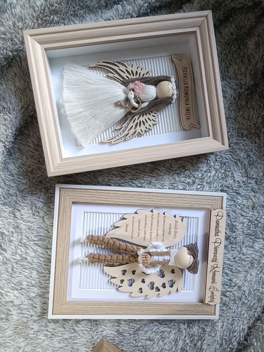 Ramka 3D box gablotka Anioł Stróż za szkłem chrzest komunia