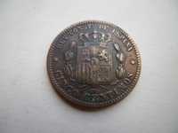 Moeda 5 Centimos , Espanha, Ano  1879,  Alfonso XII