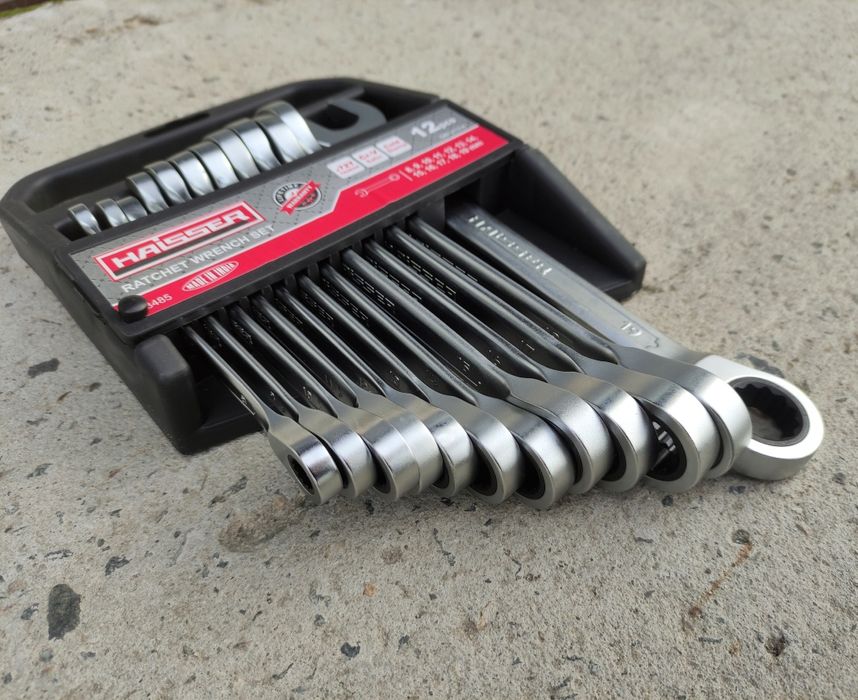 Набір ключів рожково накидних з тріскачкою 12 шт