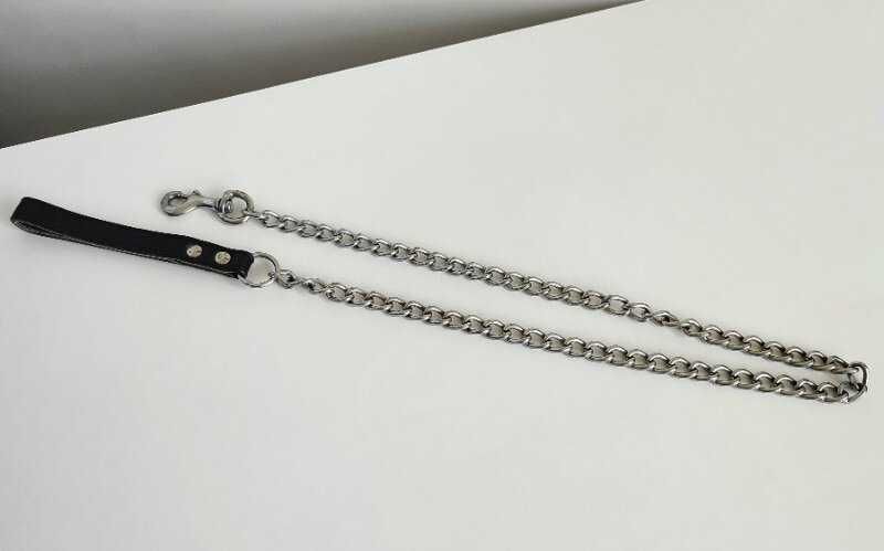 Поводок цепь металл хром кожа для собак крупных пород - Trixie 120 см