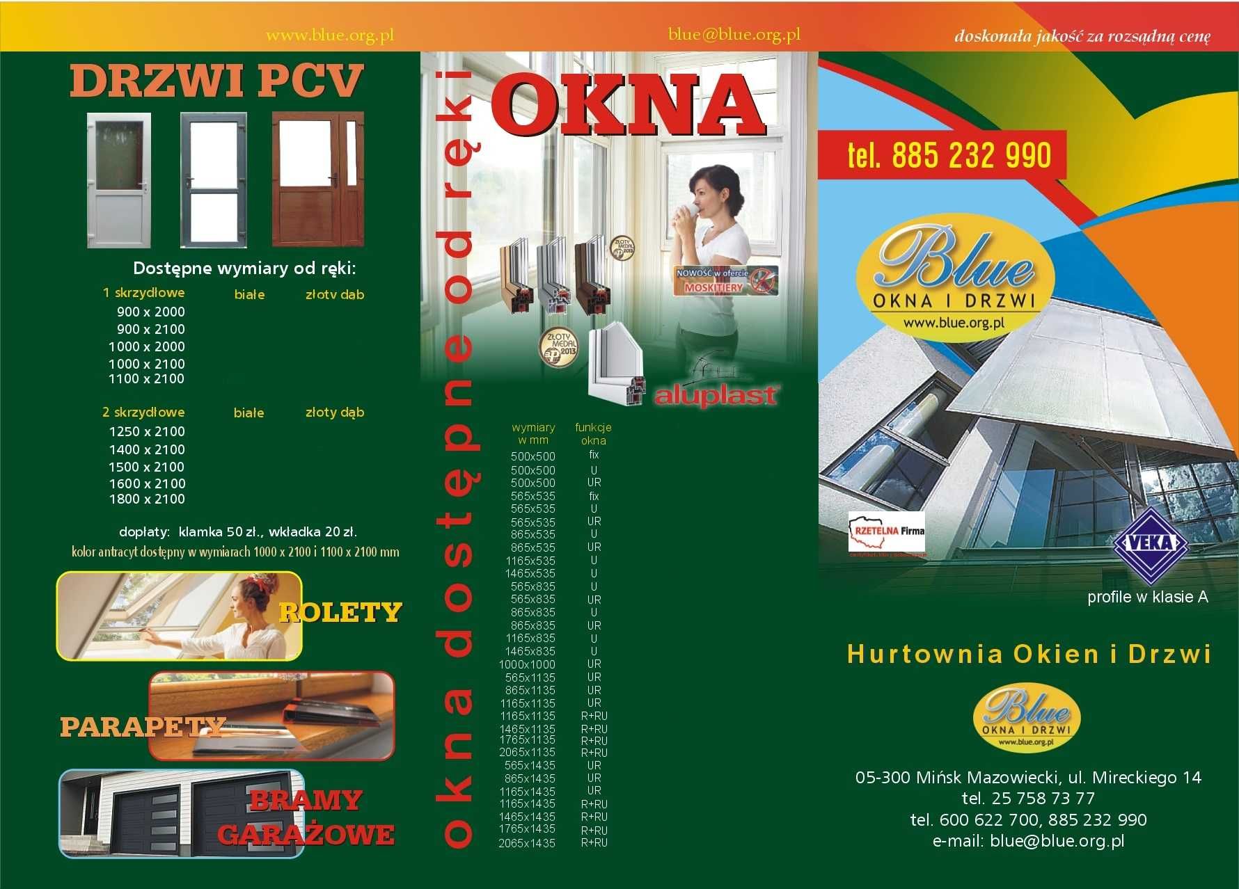 Drzwi PCV 140x210 cm OD REKI także inne rozmiary _okna