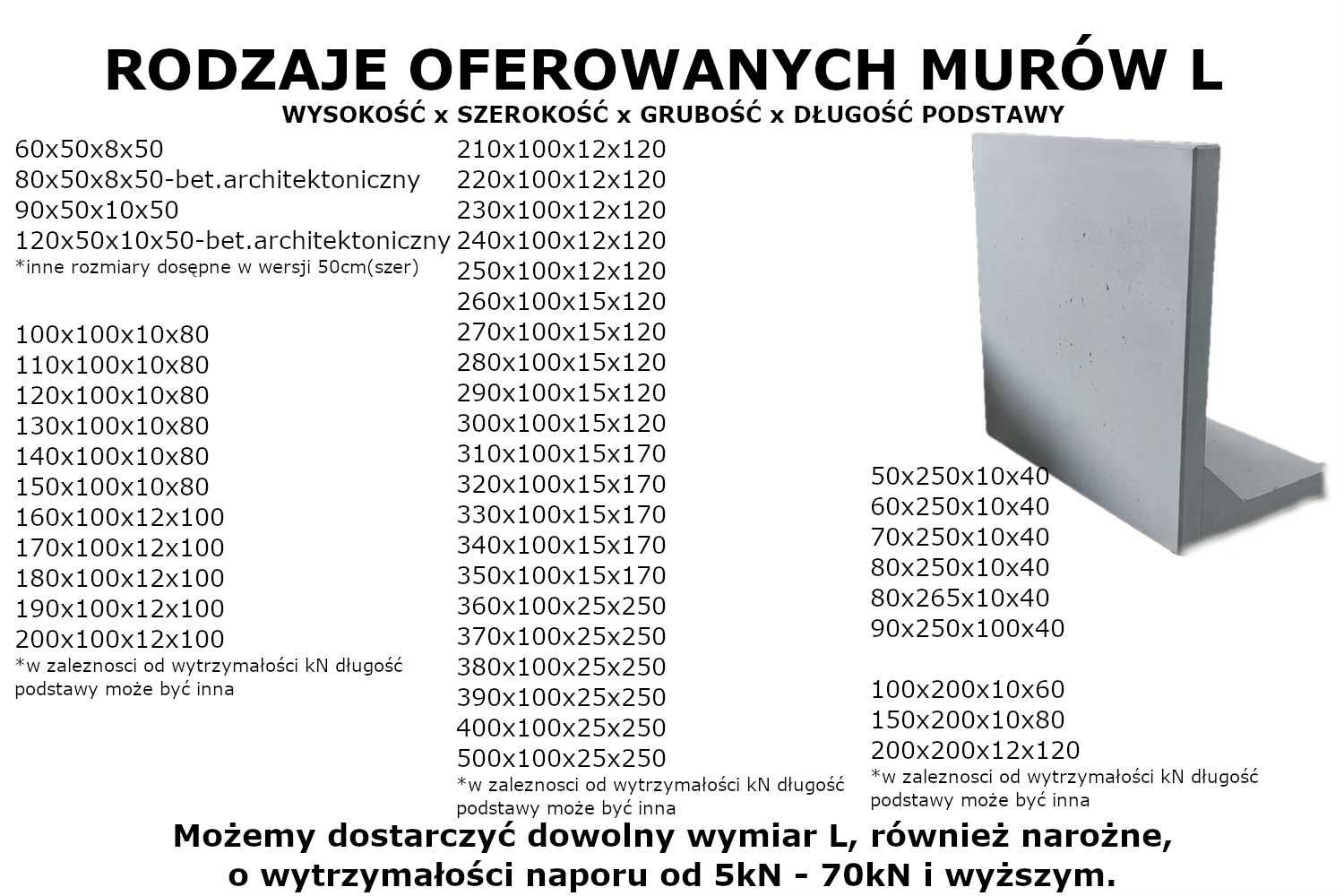 Mur oporowy L ściana blok L-ka Lki T-ka Tetetka Lki L-ki Elka Zapora