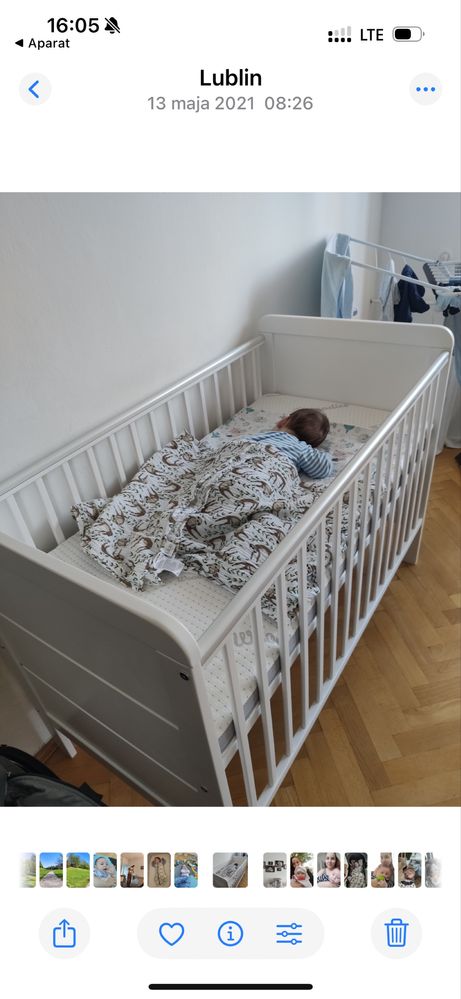 Łóżeczko dziecięce woodies z materacykiem i dodatkowym bokiem