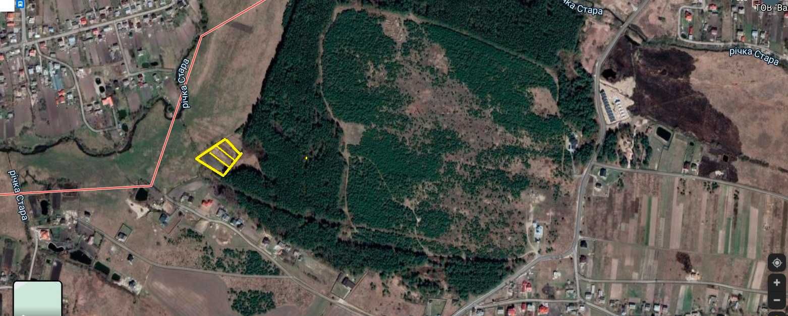 Продаж зем. ділянок під забудову біля лісу с. Карачинів