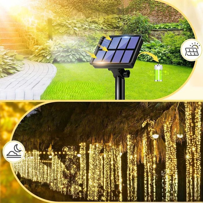 Litogo 2 lampki solarne 24 m 240 LED 8 trybów drut miedziany