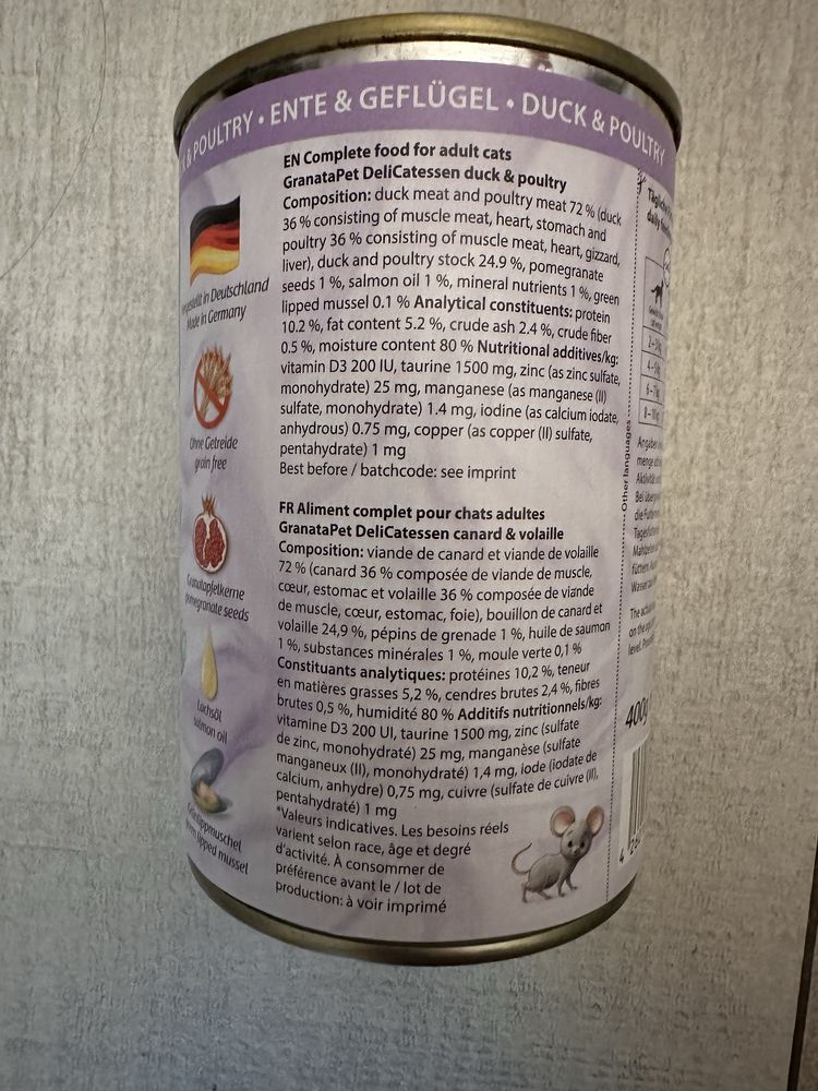 10 szt. GranataPet DeliCatessen kot mokra kaczka drób