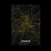 Plakat mapa miasta Poznań - różne wzory i kolory - rozmiar A5/A4/A3