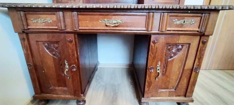 Antyczne biurko z nadstawką, Biurko Retro, Biurko Drewniane