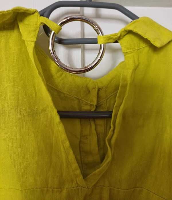 Stella Milani lniana 100% l sukienka koszula limonka 130cm pachy 50 52
