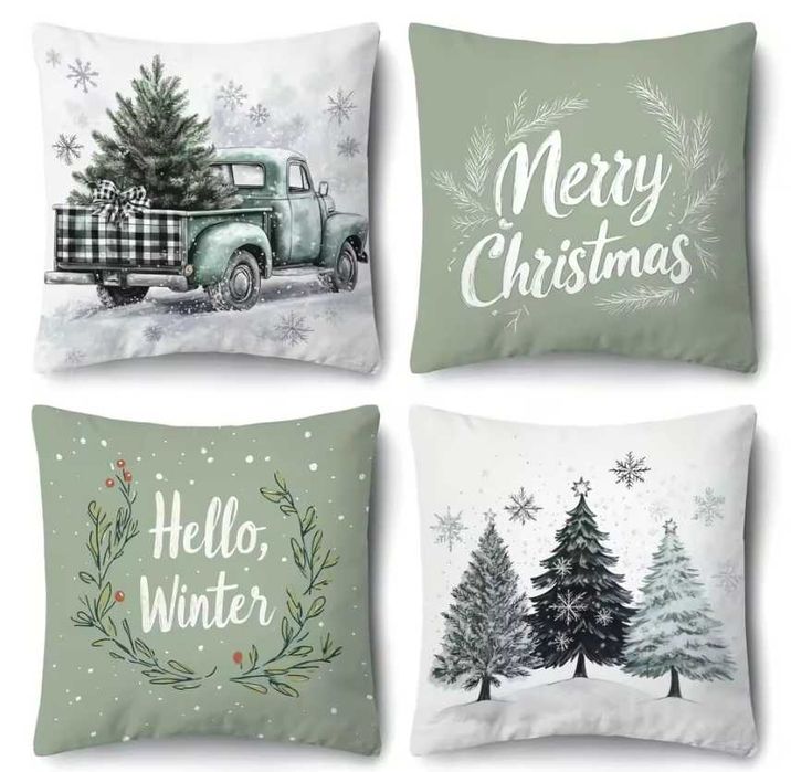 Świąteczne poszewki na poduszki, 45x45cm, Różne wzory, Szybka Wysyłka!