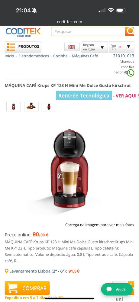 Máquina de Café Dolce Gusto Automática