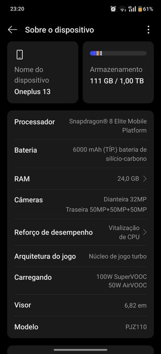 Oneplus 13 1tb 24gb ram versao preto