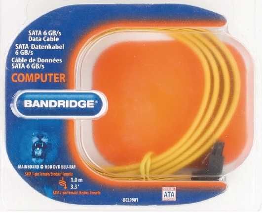 Bandridge SATA Cable 6 GB/s 1m - kątowy - zółty