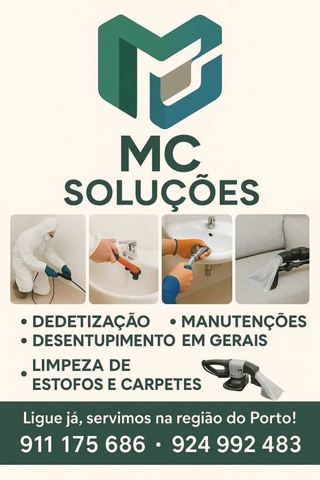 MC SOLUÇÕES—Dedetização Desentupimento Manutenções, Limpeza de Estofos