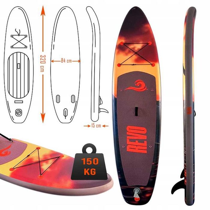Deska SUP pompowana 320 cm z siedziskiem, wiosłem i akcesoriami