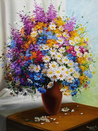 Картина олією ''Польові квіти''