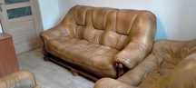 Meble skórzane drewniane kanapa fotel sofa stół
