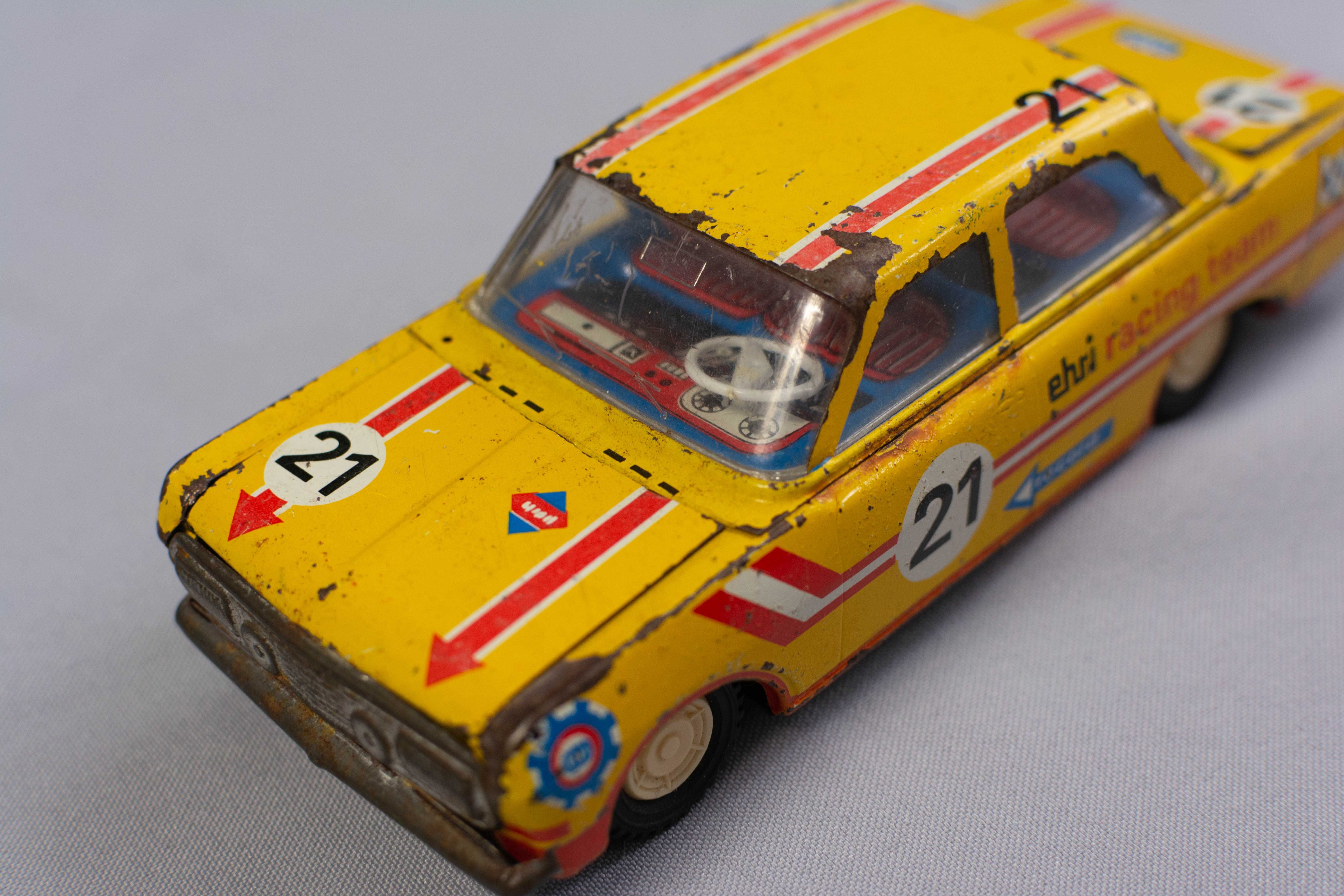 Friction Tin Toy Car OPEL Rekord Rally Racing team 1965 EHRI  Germany