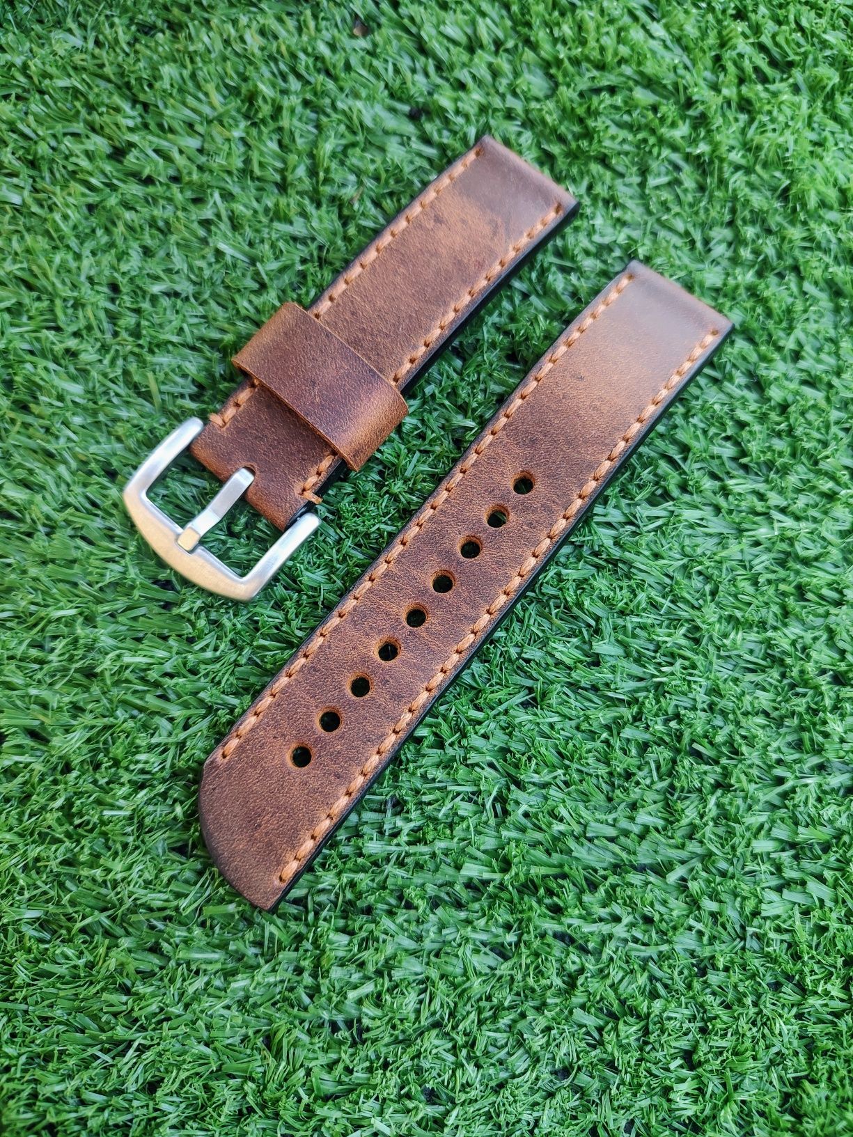 Pasek do zegarka skóra naturalna, szerokość 22 mm, handmade, nowy