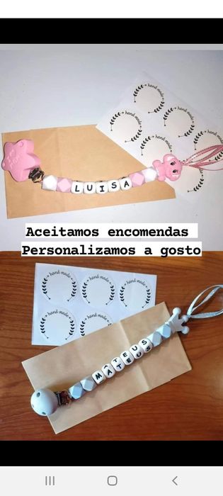 Prende chupetas em silicone