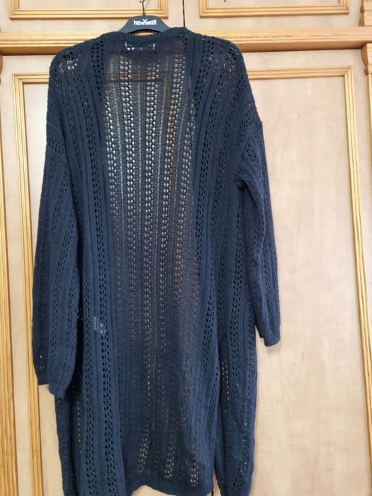 Kardigan narzutka czarna długa sweterek XL/ XXL