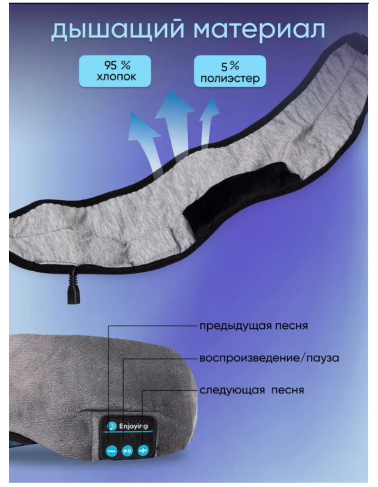Маска для сна Повязка на глаза с наушниками MUSIC GOGGLES AND-183