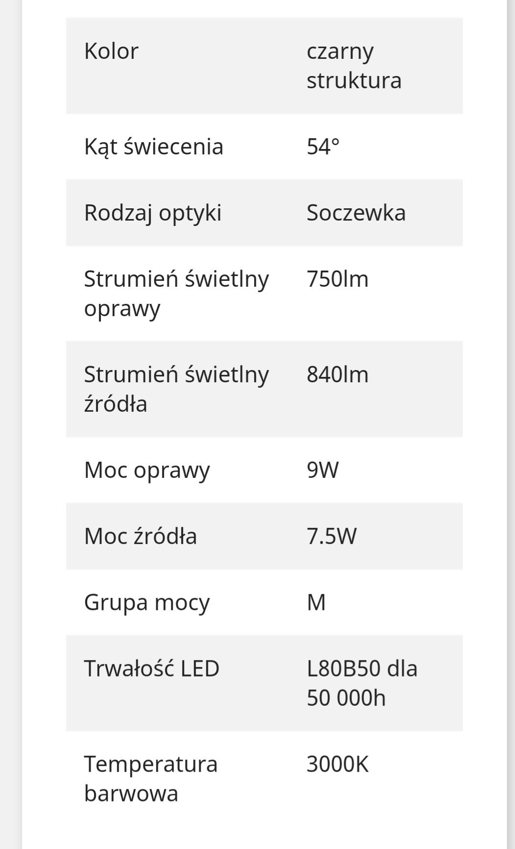 Aquaform LENS LINE 43 LED M930 54° wpuszczany czarny