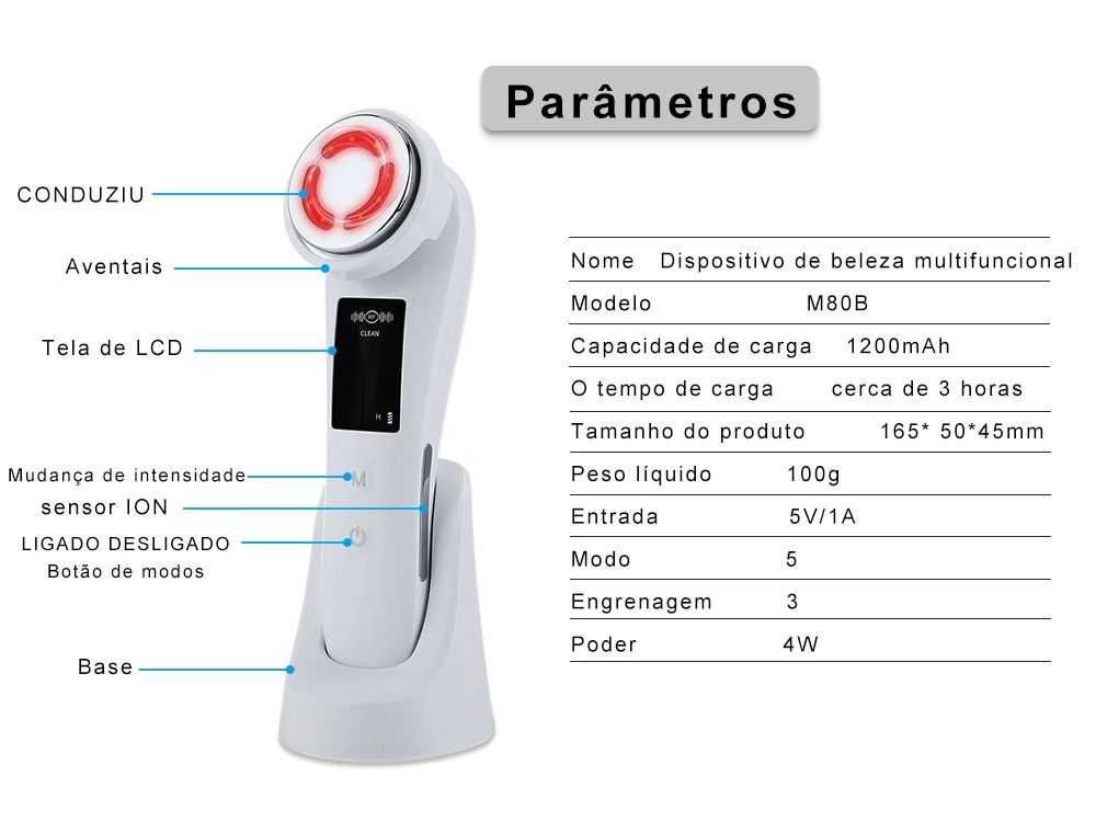 Massajador facial 5 em 1 Anti-envelhecimento/Lifting Facial SELADO